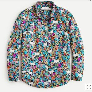 J. Crew Collection silk twill shirt in grazing goats print sz 6